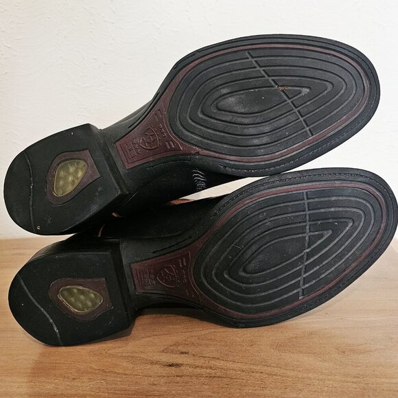 Men's size 9 Ariat Brown and Black Leather Cowboy Work Boots - Picture 7 of 10